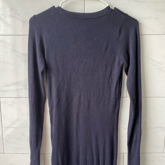 Reserved Navy Button Down Bandage V-Neck Dress - Picture 6 of 8